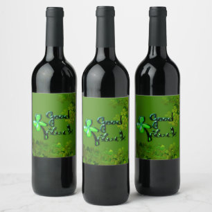 Happy St.Patrick's Day,irish shamrocks Wine Label