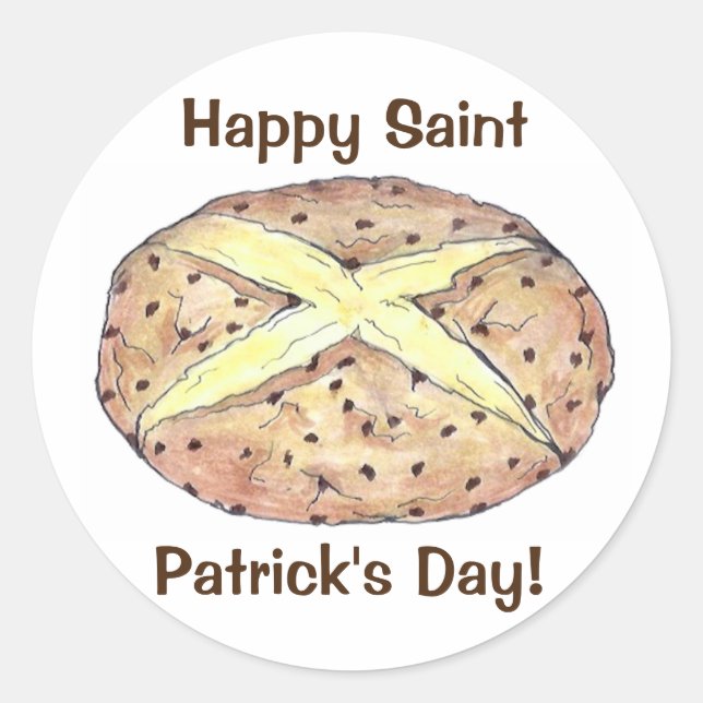 Happy St. Patrick's Day Irish Soda Bread Loaf Classic Round Sticker (Front)