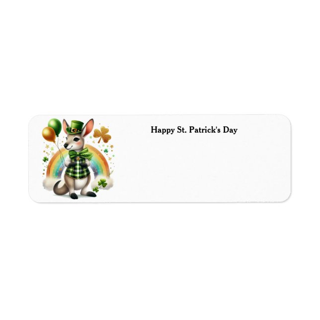Happy St. Patrick's Day Kangaroo address label (Front)