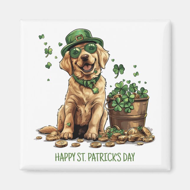 Happy St. Patrick's Day Labrador Retriever Dog Magnet (Front)