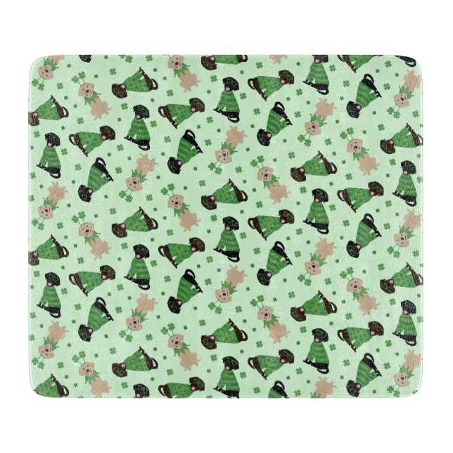 Happy St Patricks Day Labrador Retriever Dogs Cutting Board (Front)