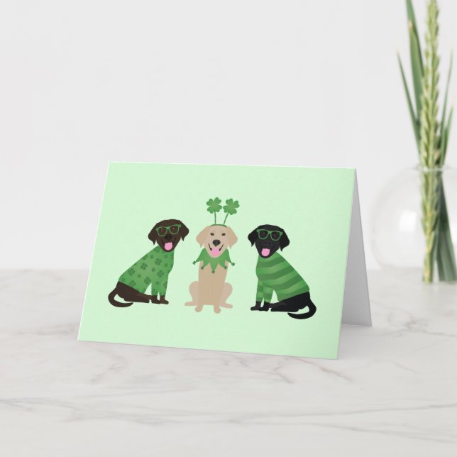 Happy St Patricks Day Labrador Retriever Dogs Holiday Card (Front)
