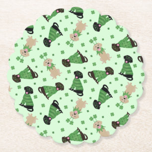 Happy St Patricks Day Labrador Retriever Dogs Paper Coaster