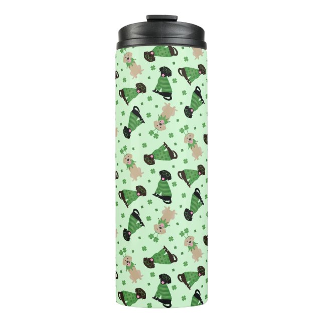 Happy St Patricks Day Labrador Retriever Dogs Thermal Tumbler (Front)
