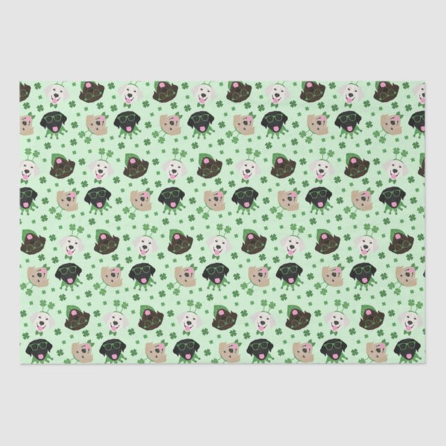 Happy St Patricks Day Labrador Retriever Dogs Tissue Paper (Front)