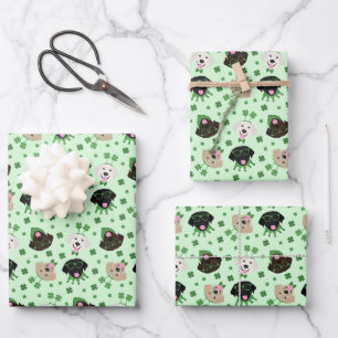 Happy St Patricks Day Labrador Retriever Dogs Wrapping Paper Sheet