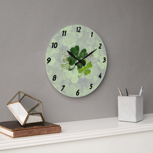 Happy St. Patrick's Day Large Clock (Office)