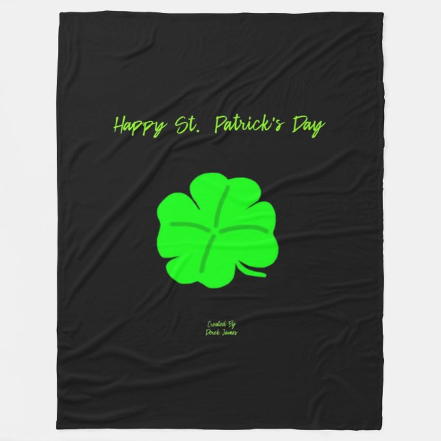 Happy St.  Patrick's Day Large Fleece Blanket (Front)