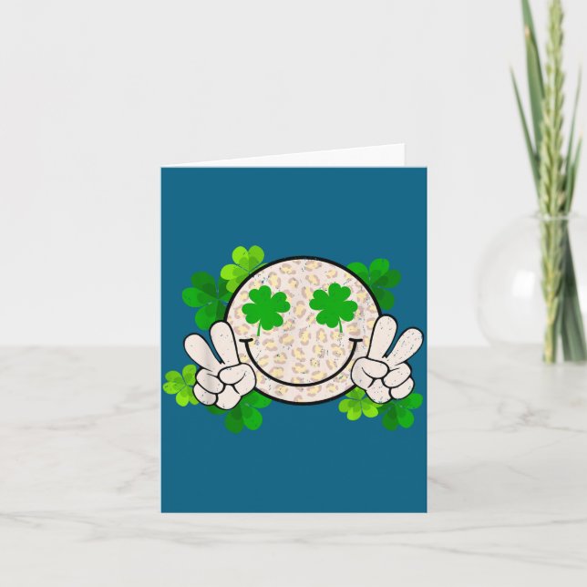 Happy St Patrick's Day Leopard Smile Face Irish Sh Card (Front)