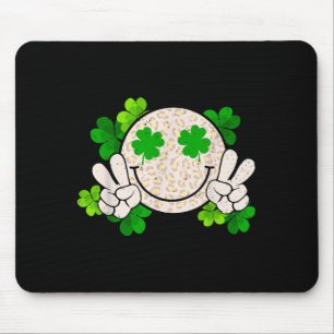 Happy St Patrick's Day Leopard Smile Face Irish Sh Mouse Mat