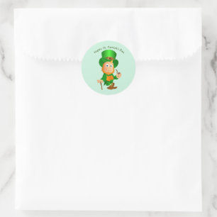 Happy St. Patrick's Day Leprechaun Classic Round Sticker