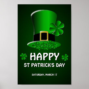 Happy St Patrick's Day Leprechaun Hat Poster