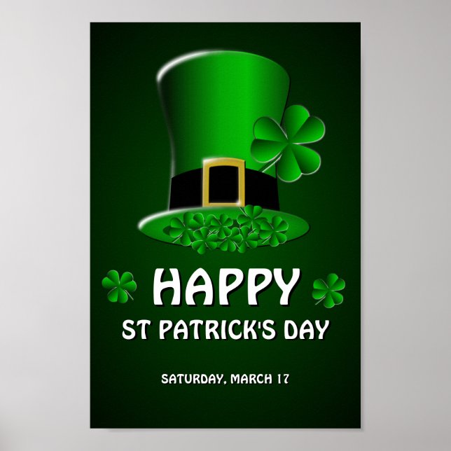 Happy St Patrick's Day Leprechaun Hat Poster (Front)