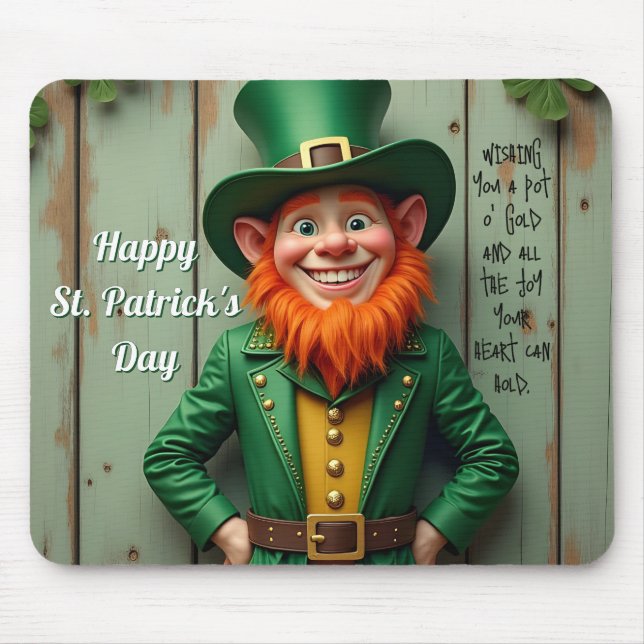 Happy St. Patrick's Day Leprechaun Mouse Mat (Front)