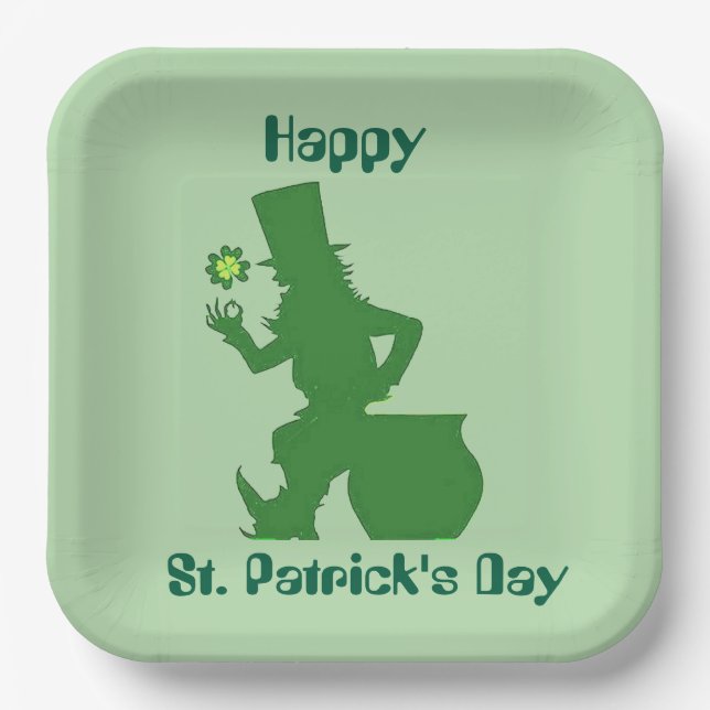 HAPPY ST. PATRICK'S DAY LEPRECHAUN  PAPER PLATE (Front)