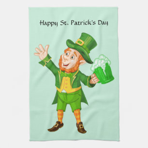 Happy St. Patrick's Day Leprechaun Tea Towel