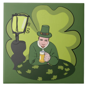 "HAPPY ST. PATRICK'S DAY" LEPRECHAUN TILE