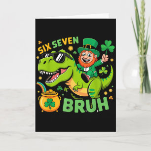 Happy st patricks day leprechaun trex dino six card