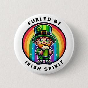 Happy St Patrick's Day Leprechaun with Green Beer 6 Cm Round Badge