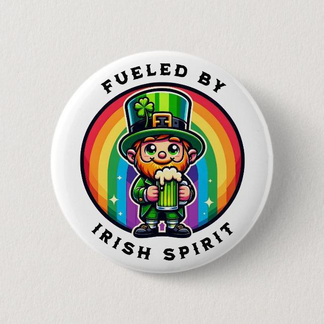 Happy St Patrick's Day Leprechaun with Green Beer 6 Cm Round Badge (Front)
