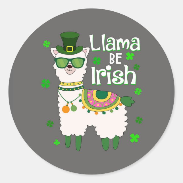 Happy St. Patrick's Day LIama sticker (Front)