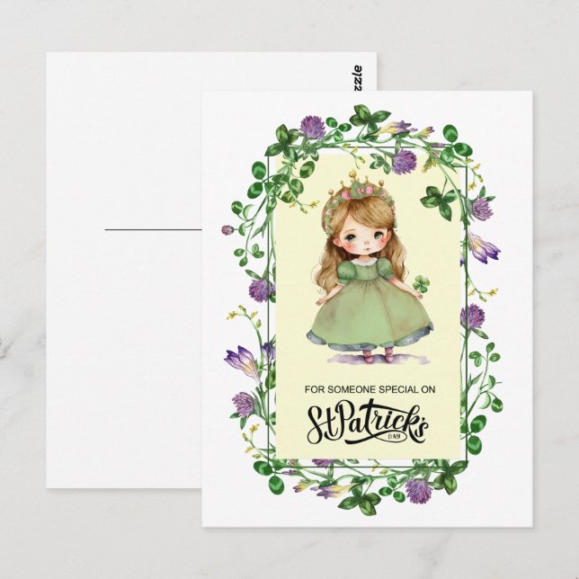 Happy St. Patrick's Day. Little Irish Princess Postcard (Front/Back)