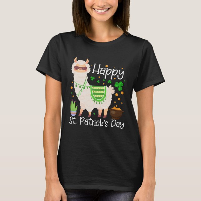 Happy St Patricks Day Llama Dad Mom Boy Girl T-Shirt (Front)
