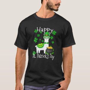 Happy St Patricks Day Llama, Dad Mum Boy Girl Luck T-Shirt