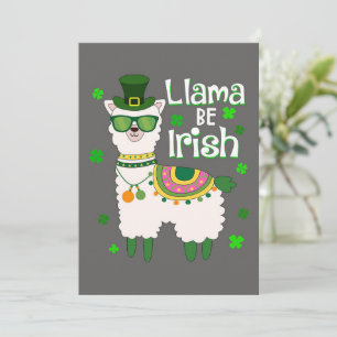Happy St. Patrick's Day Llama flat greeting card