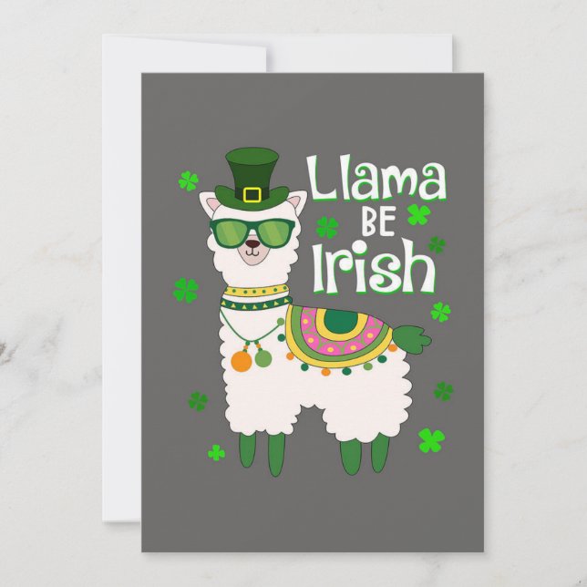 Happy St. Patrick's Day Llama invitation (Front)