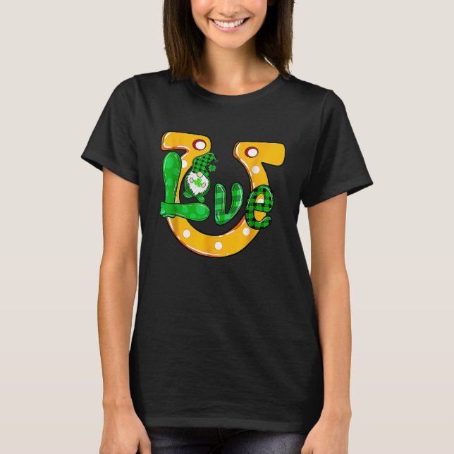 Happy St Patricks Day Love Gnomes Lucky Shamrock M T-Shirt (Front)