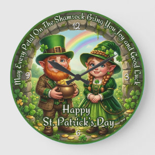 Happy St. Patrick's Day Luck Large Clock