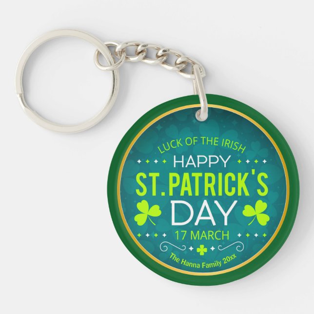 HAPPY ST. PATRICK'S DAY, "LUCK OF THE IRISH" KEY RING (Front)