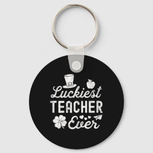 Happy St Patricks Day Luckiest Teacher Ever Lucky Key Ring