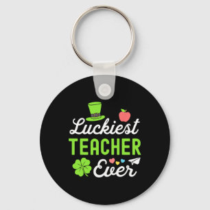 Happy St Patricks Day Luckiest Teacher Ever Lucky Key Ring