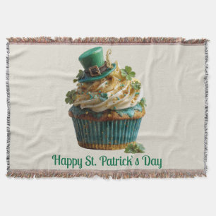 Happy St. Patrick's Day Lucky Cupcake Throw Blanket