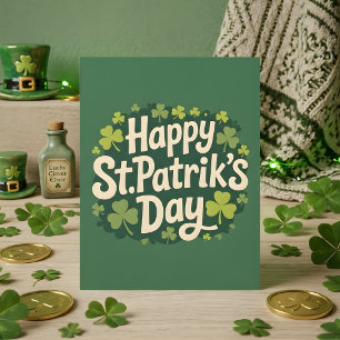 Happy St Patricks Day Lucky Shamrock Art Holiday Card