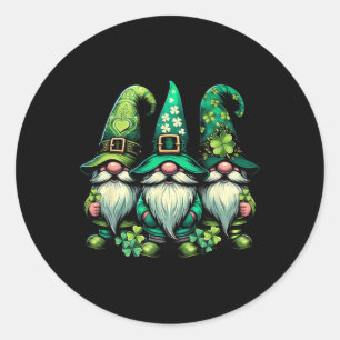 Happy St Patricks Day Lucky Shamrock Gnomes Irish Classic Round Sticker