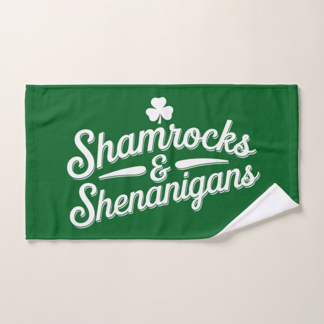 Happy St Patricks Day Lucky Shamrock&Shenanigans Hand Towel (Hand Towel)