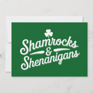 Happy St Patricks Day Lucky Shamrock&Shenanigans Invitation