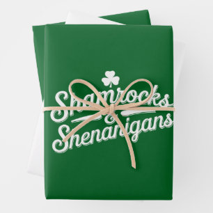 Happy St Patricks Day Lucky Shamrock&Shenanigans Wrapping Paper Sheet