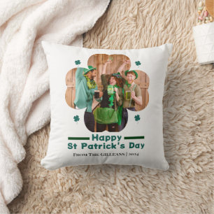 Happy St patricks day Lucky Shamrocks family photo Cushion
