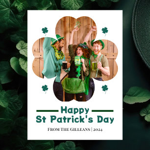 Happy St patricks day Lucky Shamrocks family photo Holiday Card