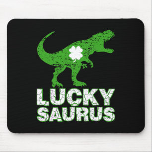 Happy St Patricks Day Luckysaurus Dinosaur Shamroc Mouse Mat