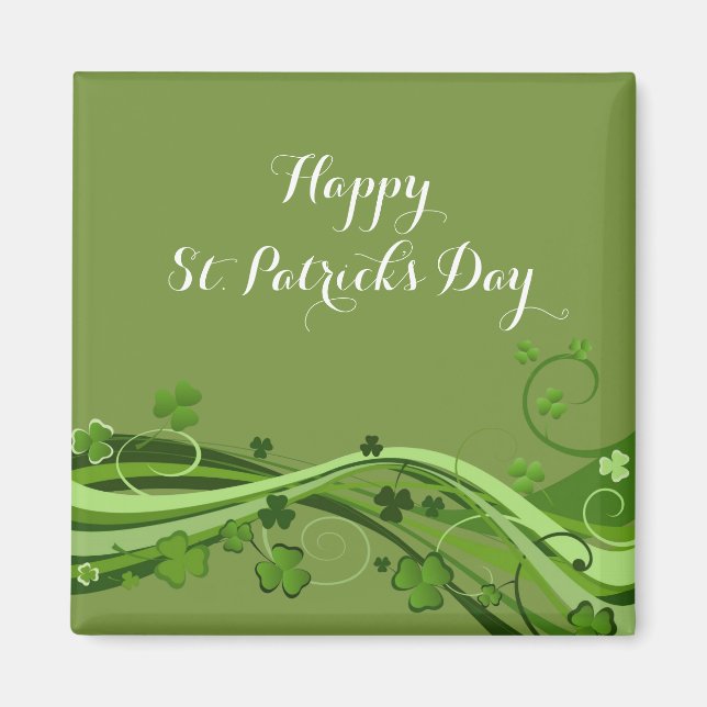 Happy St. Patrick's Day Magnets Floral Clovers (Front)