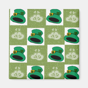 Happy St. Patrick's Day Magnets Hats Hearts