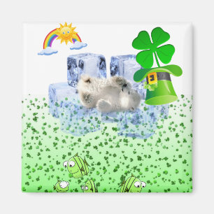 Happy St. Patrick's Day Magnets Polar Bear