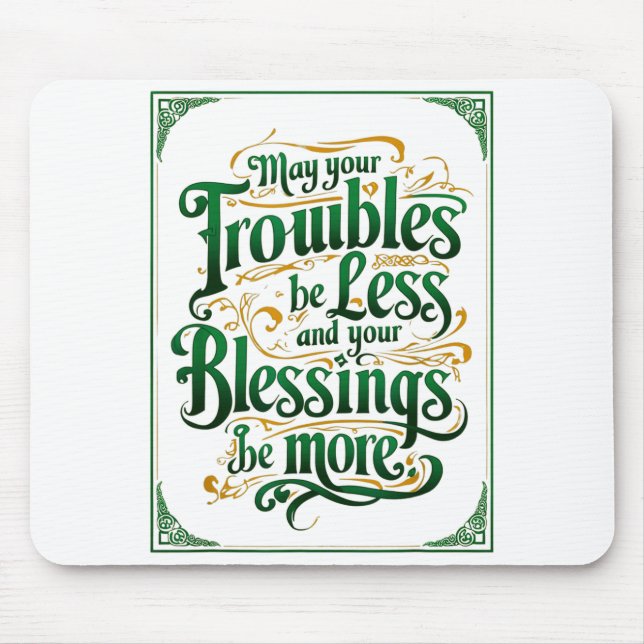 Happy St. Patrick's Day Motivational Quote Apparel Mouse Mat (Front)