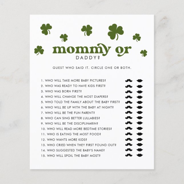 Happy St. Patrick's Day Mummy or Daddy (Front)