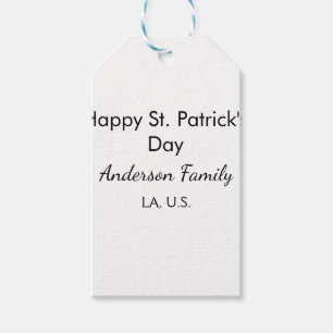 Happy st. Patrick's day name family place simple g Gift Tags
